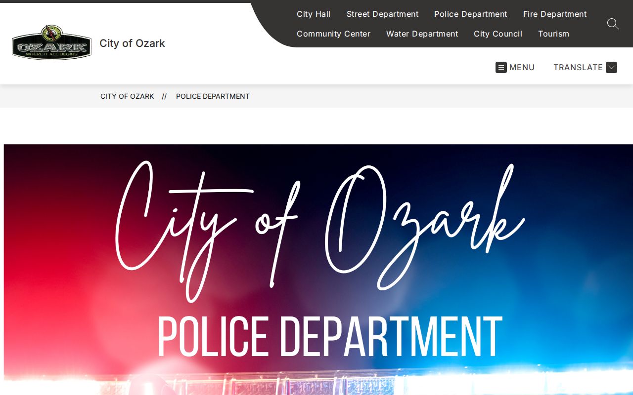 Franklin County arrest search Ozark Police Department page