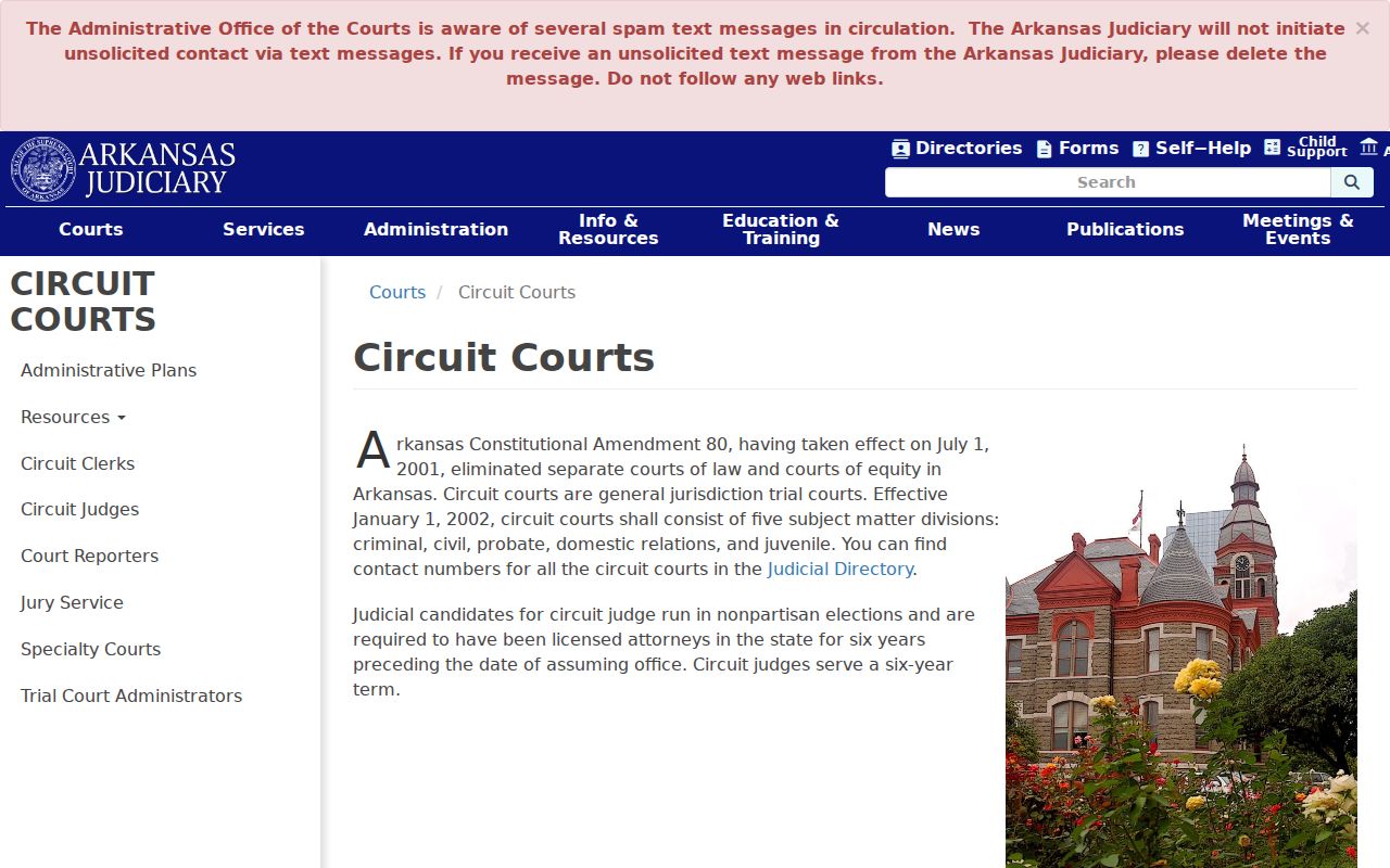 Franklin County court case lookup Arkansas circuit courts page
