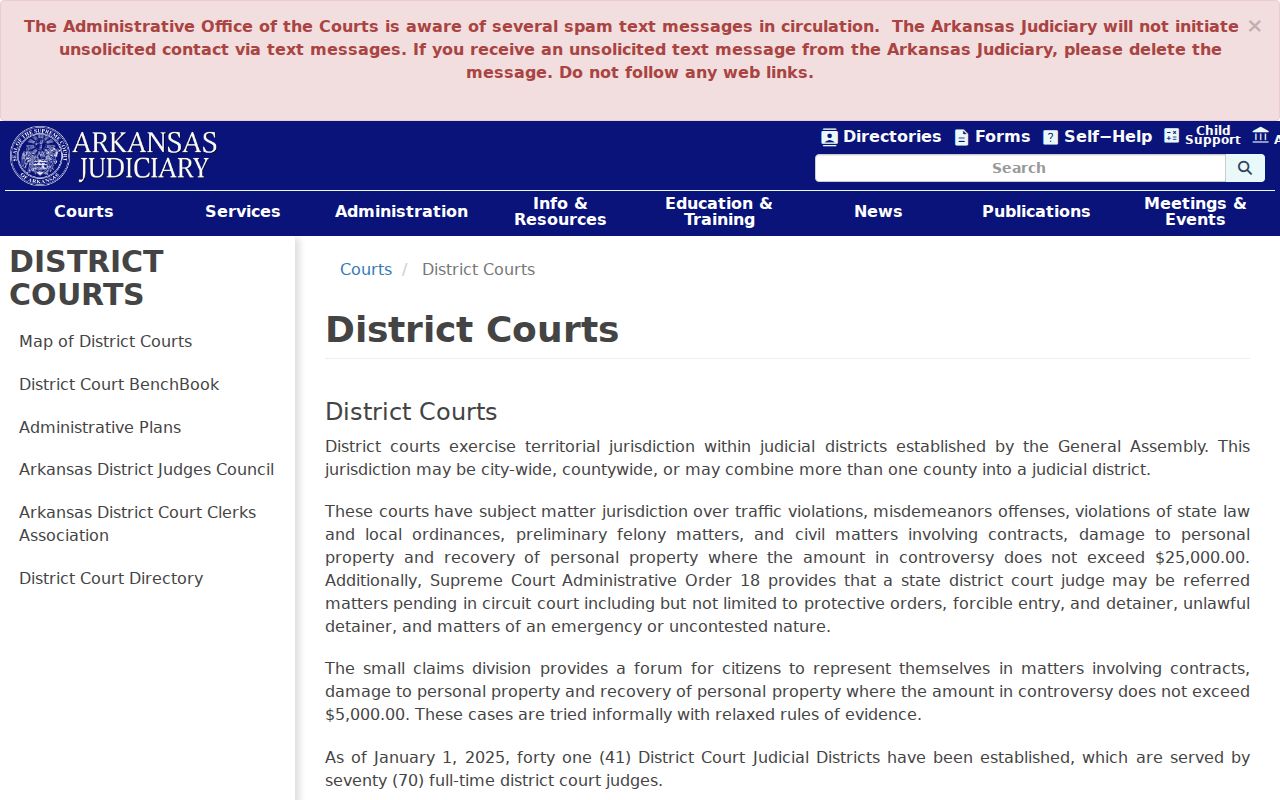 Franklin County court case lookup Arkansas district courts page