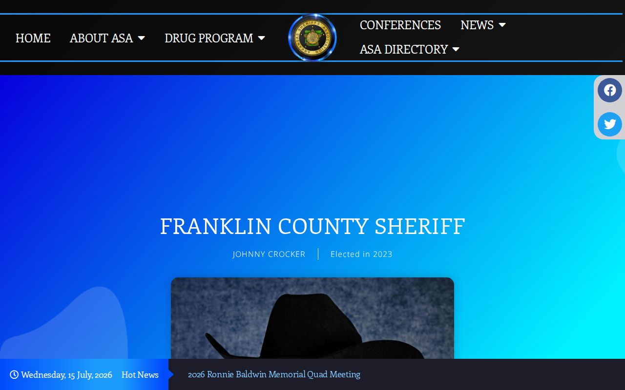 Franklin County criminal history sheriff association contact page
