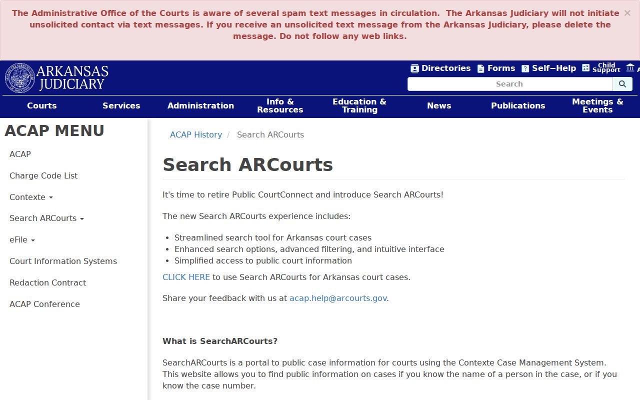 Franklin County criminal records Search ARCourts information page